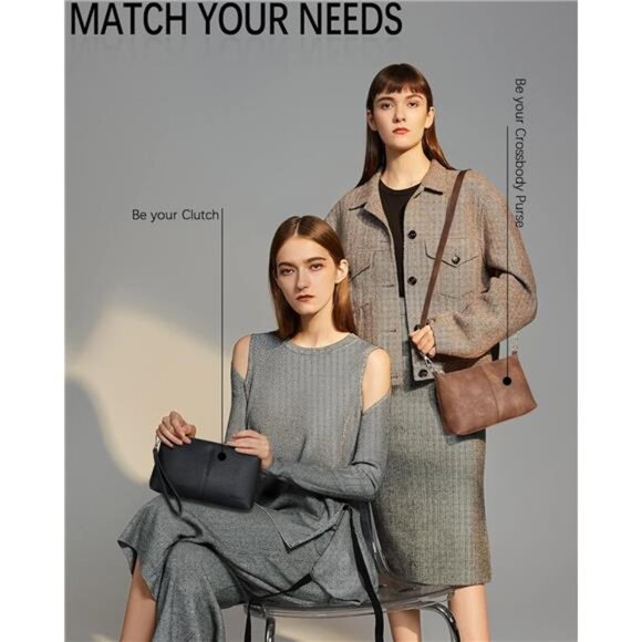 Small Crossbody Purse Leather Wristlet Purses for Women with Zipper - Picture 5 of 6